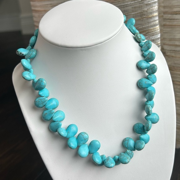 Turquoise Western Boho Teardrop Beaded Statement Necklace - Picture 8 of 9